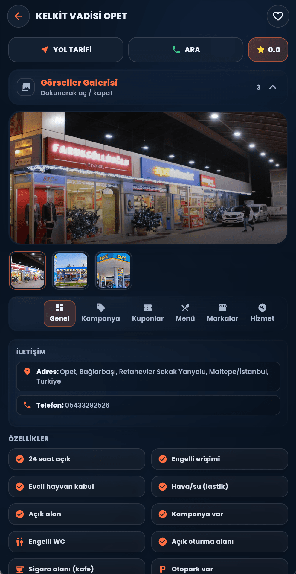 Şube ve vitrin yönetimi ekranı